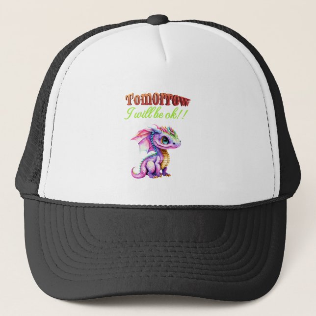 Gorra De Camionero Diseño de dragón arco iris - 'Mañana estaré bien (Anverso)