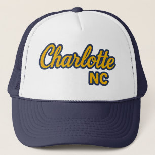 Gorra De Camionero Diseño de escritura de Charlotte NC - Amarillo aud