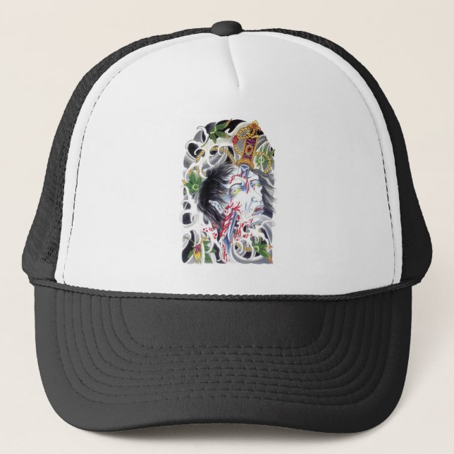 Gorra De Camionero Diseño de espada grotesca japonesa (Anverso)