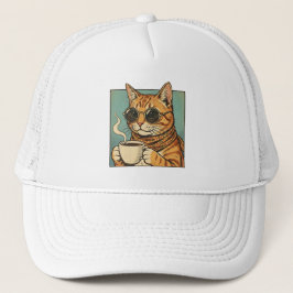 Gorra De Camionero Diseño de estilo retro de Cool Cat Coffee para ama