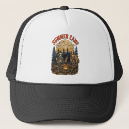Gorra De Camionero Diseño de fogata de campamento de esqueleto de ver