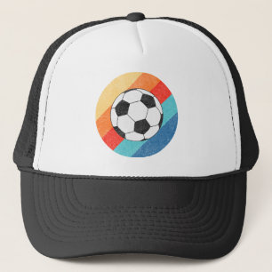 Gorra De Camionero Diseño de fútbol sobre fondo retro colorido
