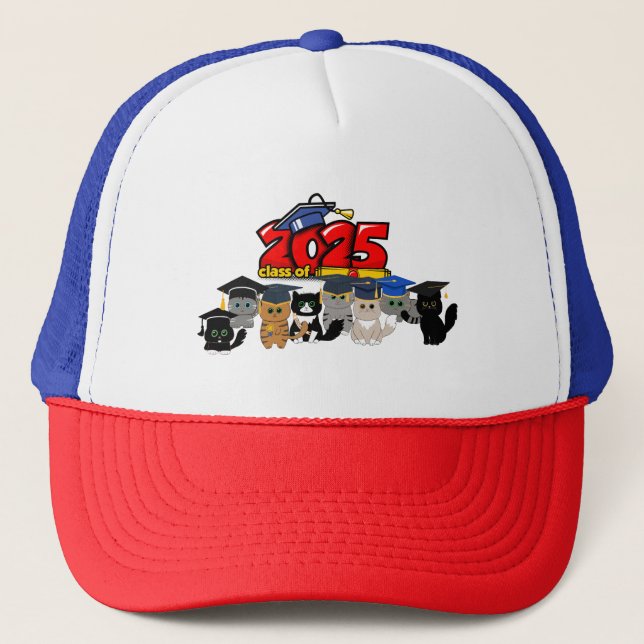 Gorra De Camionero Diseño de gatos de graduación de 2025 (Anverso)