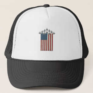 Gorra De Camionero Diseño de grabado vintage de bandera de avión de c