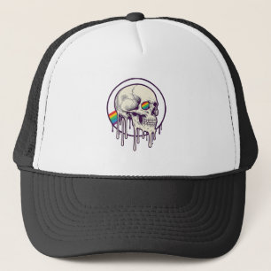 Gorra De Camionero Diseño de grabado vintage de calavera goteando arc