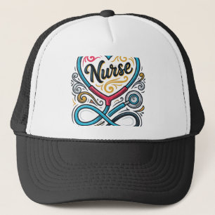 Gorra De Camionero Diseño de grabado vintage de estetoscopio de coraz