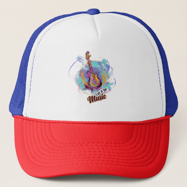 Gorra De Camionero Diseño de guitarra pintado digitalmente (Anverso)