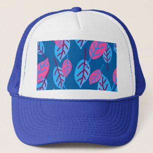 Gorra De Camionero Diseño de hojas rosas y azules