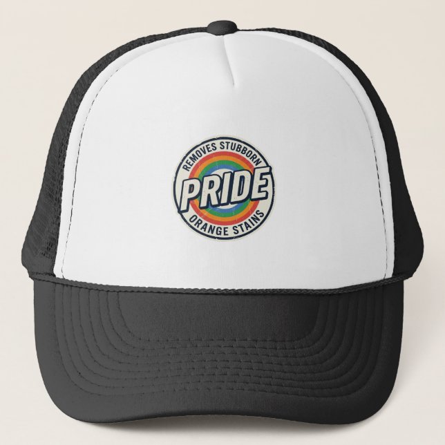 Gorra De Camionero Diseño de insignia de arcoíris de protesta de orgu (Anverso)