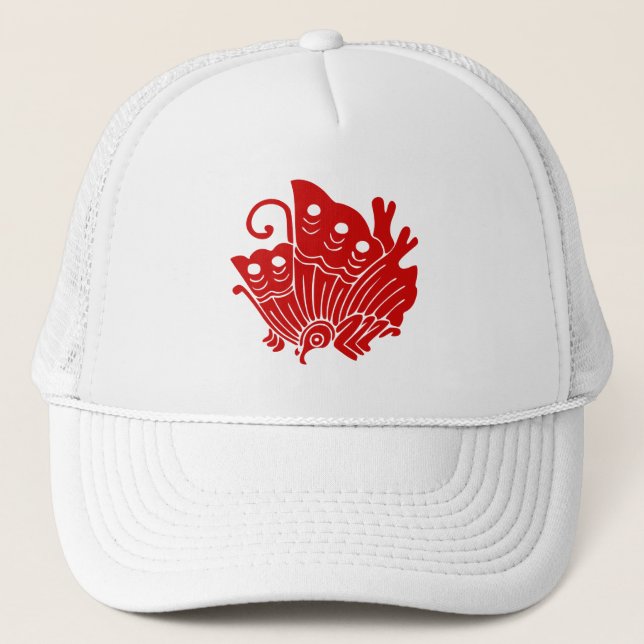 Gorra De Camionero Diseño de Kamon japonés con mariposa asiática (Anverso)