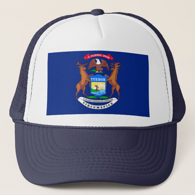 Gorra De Camionero Diseño de la bandera del estado de Michigan (Anverso)
