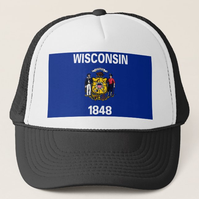 Gorra De Camionero Diseño de la bandera del estado de Wisconsin (Anverso)