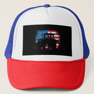 Gorra De Camionero Diseño de la bandera estadounidense de Tractor par