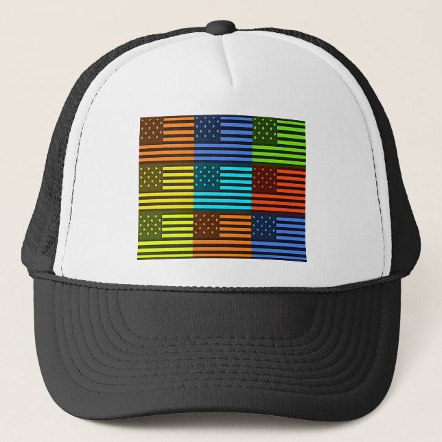 Gorra De Camionero Diseño de la bandera estadounidense inspirada en e (Anverso)