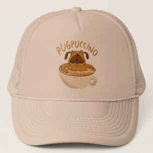 Gorra De Camionero Diseño de la Cafetería de Perro de Pug