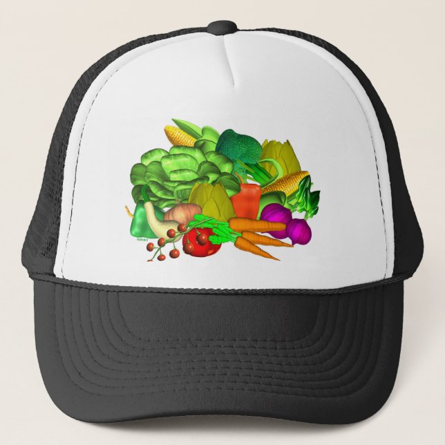 Gorra De Camionero Diseño de la ensalada del Veggie encendido (Anverso)