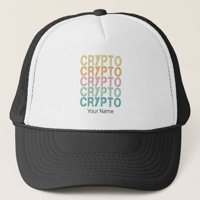 Gorra De Camionero Diseño De Letras De Cripto Retro Para Criptodivisa (Anverso)