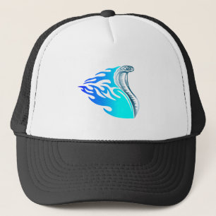 Gorra De Camionero diseño de llamas de cobra azul
