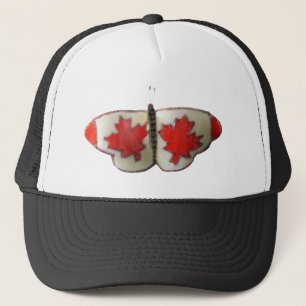 Gorra De Camionero Diseño de mariposa de bandera canadiense