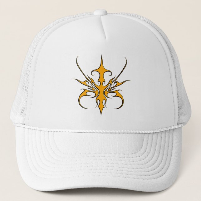 Gorra De Camionero Diseño de máscara tribal - Naranja (Anverso)
