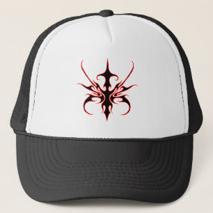 Gorra De Camionero Diseño de máscara tribal - Negro y Rojo