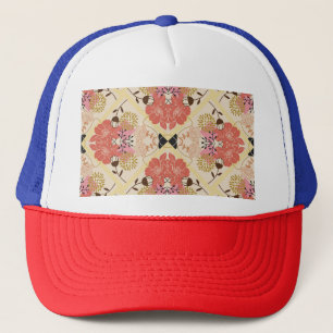 Gorra De Camionero Diseño de patrones vintage sin fisuras florales.