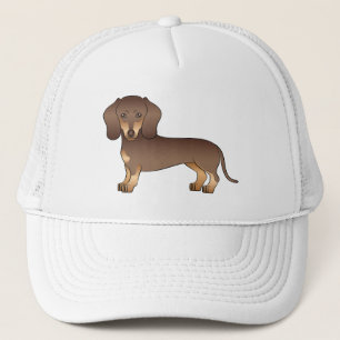 Gorra De Camionero Diseño de perro Dachshund de pelaje liso de chocol