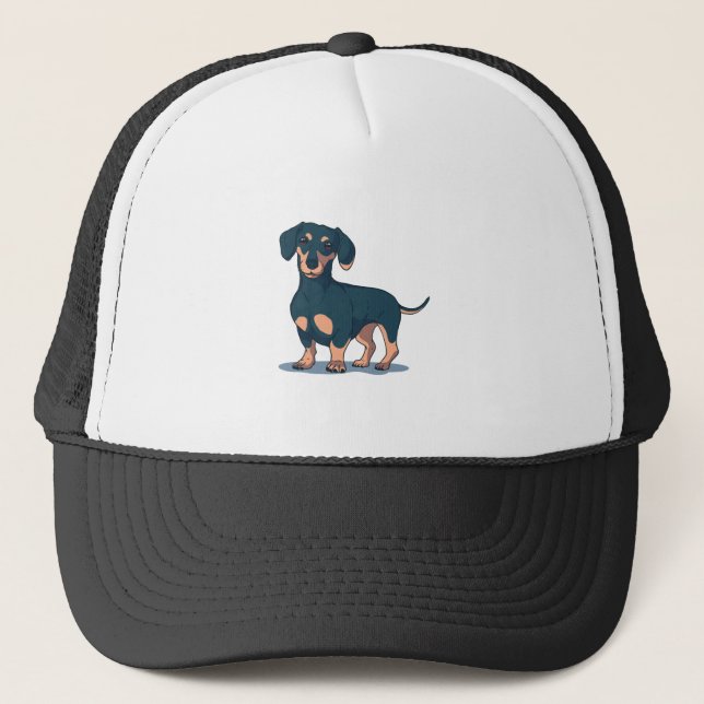 Gorra De Camionero Diseño de Perro Negro Dachshund de Guay (Anverso)