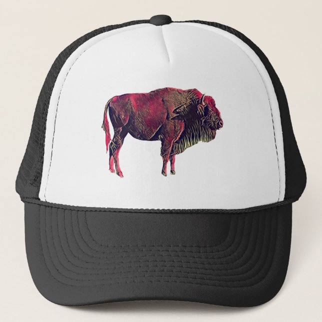 Gorra De Camionero Diseño de Retrato de Búfalo para Animales de Bison (Anverso)