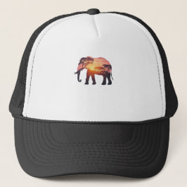 Gorra De Camionero Diseño de silueta de elefante de doble exposición