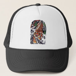 Gorra De Camionero diseño de tatuaje de tigre y hojas de arce