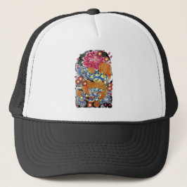 Gorra De Camionero Diseño de tatuaje japonés Foo & Sakura
