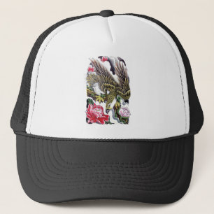 Gorra De Camionero Diseño de tatuajes de águila y crisantemo