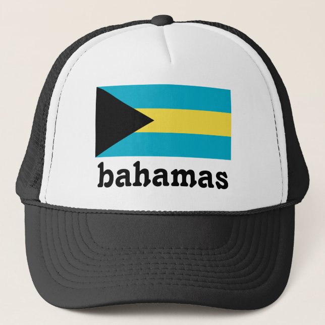 Gorra De Camionero Diseño de texto de bandera de Bahamas (Anverso)