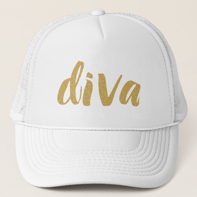 Gorra De Camionero Diseño de texto diva Purpurina moderno (Anverso)