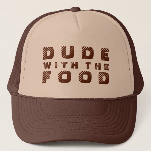 Gorra De Camionero Diseño de texto marrón con la comida (Anverso)