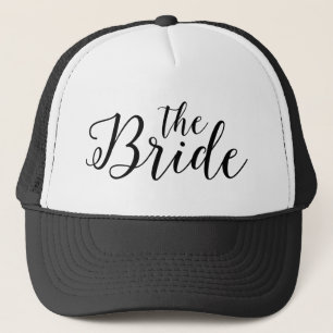 Gorra De Camionero Diseño de texto moderno negro de la novia