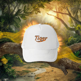 Gorra De Camionero Diseño de tigres sobre una tapa negra