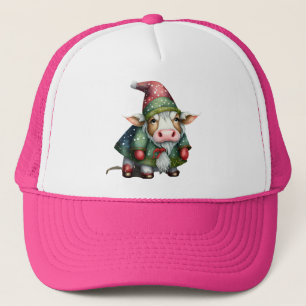 Gorra De Camionero Diseño de vaca gnomo de Navidad-83456