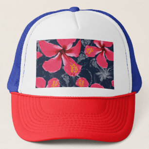 Gorra De Camionero Diseño de verano de las flores tropicales de Hibis