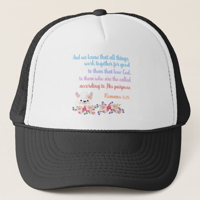Gorra De Camionero Diseño de versículo bíblico de Romanos 8 (Anverso)