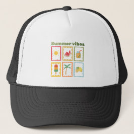Gorra De Camionero Diseño de Vibraciones de Verano Retro