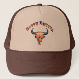 Gorra De Camionero Diseño del cráneo del búfalo de Dakota del Sur