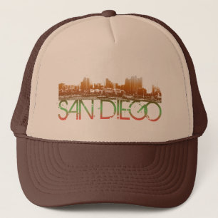 Gorra De Camionero Diseño del horizonte de San Diego
