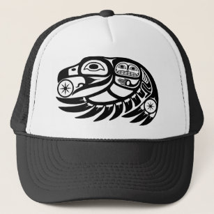 Gorra De Camionero Diseño del nativo americano del cuervo