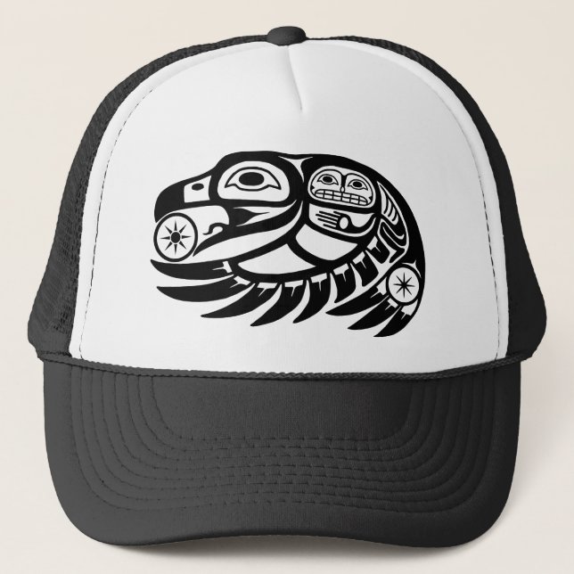 Gorra De Camionero Diseño del nativo americano del cuervo (Anverso)