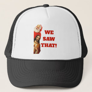 Gorra De Camionero Diseño divertido de Santa y Jesús 'Lo vimos'