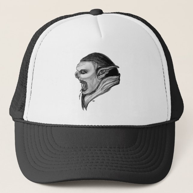 Gorra De Camionero Diseño en blanco y negro de Troll (Anverso)