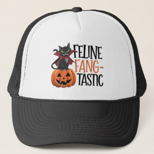 Gorra De Camionero Diseño felino de un gato de vampiros de Halloween