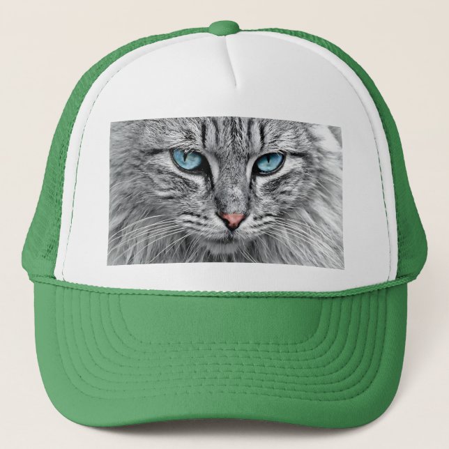Gorra De Camionero Diseño fractal de cara de gato-10682 (Anverso)